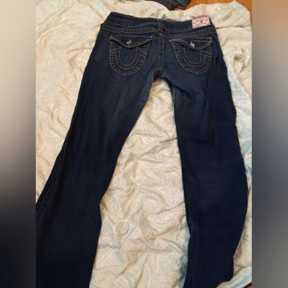 True Religion Dark Blue Jeans Size 31 Womens Straight Leg